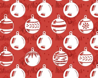 All About Christmas Ornaments Red by J. Wecker Frisch for Riley Blake Fabrics - 100% Cotton Quilting Fabric, sold by 1/2 yard, C10799-RED