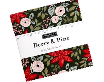 Berry And Pine Charm Pack 5240PP, by Lella Boutique and Moda Fabrics, Moda Precuts, 42 5-inch Squares Charm Pack