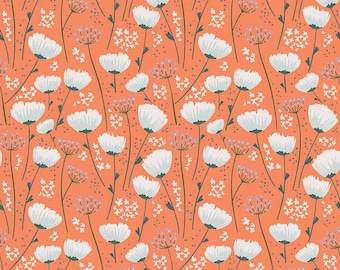 With a Flourish Floral Salmon by Simple Simon and Company for Riley Blake Designs - sold by the Half Yard  - C12731-Salmon