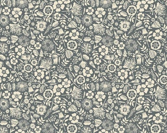 Meadow Lane Floral Imprint Gray - 100% Cotton - Riley Blake Designs - Sold By The Half Yard - C10125-GRAY