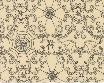 Home Sweet Haunt Bone 20917 11 by Stacy Iest Hsu for Moda Fabrics -sold by the half yard, Rod Iron Halloween Spider Webs