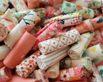 Peach, Coral, Apricot Salmon Fabric Scraps, bundles of 6, 13 or 20 quilt fabrics, stash builder,  9x10, 10x10, 9x11, fat 16ths