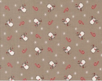 Very Sweet Christmas Stone 3062 20 by Bunny Hill Designs for Moda Fabrics -sold by the half yard, Candy Canes, penguins