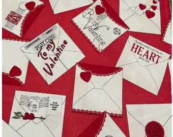 ALL MY HEART Valentine Greeting White - J Wecker Frisch for Riley Blake Fabrics C14137-Red Sold by Half Yard