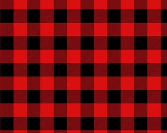 Tula Pink Flannel Holiday Homies, Holly Berry Red and Black Buffalo Plaid, FNTP002.HOLLYBERRY from Free Spirit, Sold by the Half Yard