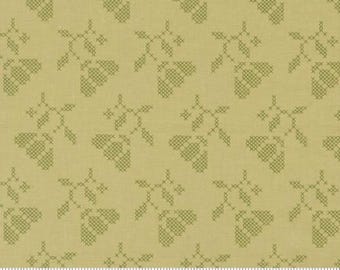 Sunbonnet Pear 31764 18 by My Sew Quilty Life for Moda Fabrics -sold by the half yard,  Blooming Stitches Florals Cross Stitch Flower