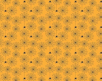 Beggar's Night, Gold Spiderwebs by Sandy Gervais for Riley Blake Designs, 100% Cotton, sold by Half Yard C14502-GOLD