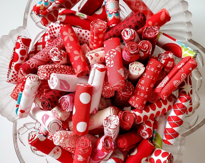 Featured listing image: Red Fabric Scraps, a half dozen or a Bakers Dozen of quilt fabrics, stash builder, red fabric, 9x10, 10x10, 9x11, fat 16ths, fat sixteenths