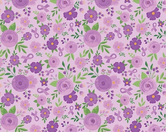 Strength In Lavender Floral Lavender - 100% Cotton - by Riley Blake Designs - Sold By The Half Yard - C13221-LAVENDER