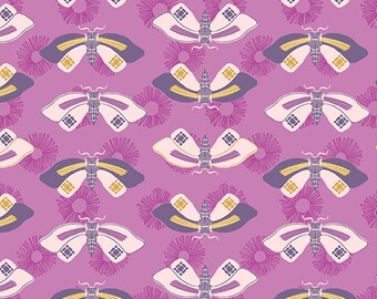 Wandering Orchid - Butterflies by Stephanie Organes for Andover Fabrics, A-761-P, sold by the half yard