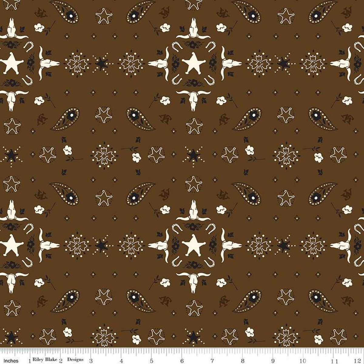 Schumacher Brown Bandana Designed by Usna Vintage Fabric By The Yard