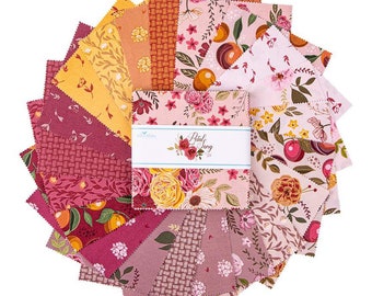 Petal Song 5" Stacker Charm Pack by Corri Sheff for Riley Blake Designs, 42 pcs, includes duplicates, 100 % cotton 5-13710-42