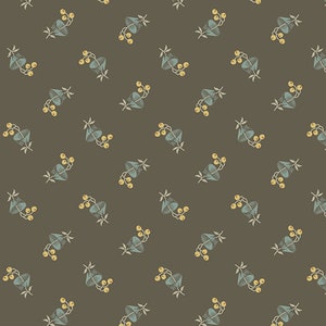 English Garden by Edyta Sitar of Laundry Basket Quilts for Andover, Color Black Tea, Pattern: Batchelor Button, sold by the half yd, A-797-N