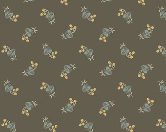 English Garden by Edyta Sitar of Laundry Basket Quilts for Andover, Color Black Tea, Pattern: Batchelor Button, sold by the half yd, A-797-N