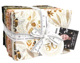 Bee Garden Fat Quarter Bundle by Gingiber for Moda, 28 Fat Quarter Bundle plus 1 panel for Moda Fabrics