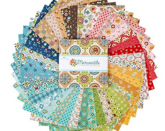 Mercantile 5" Stacker, a 5" Charm Pack  from the Stitch collection by Lori Holt Riley Blake Designs 5-14380-42