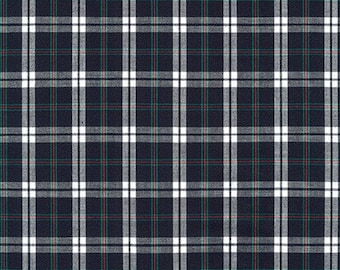 House of Wales Tartan Plaid, Robert Kaufman 100% cotton, Fabric sold by the half yard, navy, green & white SB-51010D504-9 NAVY