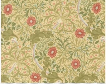 Morris Muse Seaweed Florals Parchment 13382 11, by Barbara Brackman for Moda Fabrics -sold by the half yard