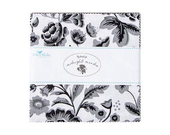 Midnight Meadow 5" Stacker charm pack by My Mind's Eye for Riley Blake Designs- 42 prints in stacker  5-15320-42, black, white,  and gray