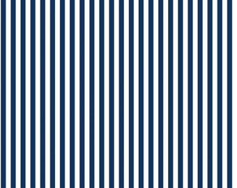 1/4" Stripe Navy Blue, Riley Blake Designs Basic Fabric C555-Navy - Navy Blue and White stripe