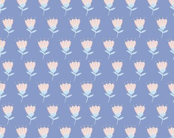 Mulberry Lane Tulips Blue - 100% Cotton -  by Dodi Lee Poulsen for Riley Blake Designs - Sold By The Half Yard - C11562-BLUE