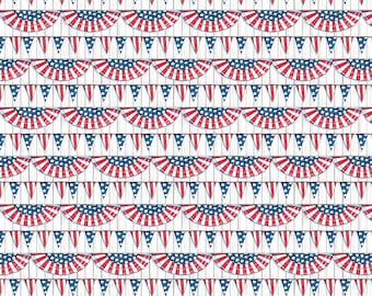 Americas Birthday Bunting - Red, Happy Birthday, America by Mary Engelbreit for FreeSpirit , 100% Cotton, PWMY029.RED, sold by half yard