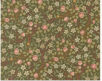 Morris Muse Clover Small Floral Sage Green 13385 12, by Barbara Brackman for Moda Fabrics -sold by the half yard