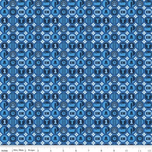 All Aboard with Thomas & Friends Icons Blue quilters cotton by the half yard, Riley Blake Fabrics C11003-BLUE
