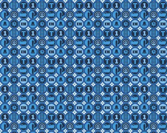 All Aboard with Thomas & Friends Icons Blue quilters cotton by the half yard, Riley Blake Fabrics C11003-BLUE