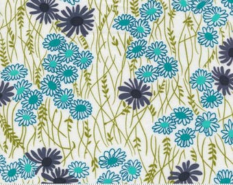 Color Crush Off White Turquoise 10881 11 by Vanessa Christenson, V and Co. for Moda Fabrics -sold by the half yard, Mingle Florals