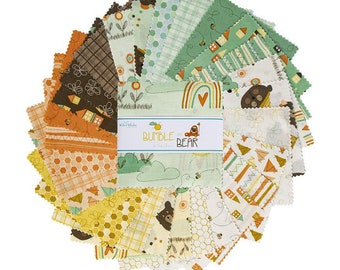 Bumble and Bear 5" Stacker Charm Pack by Sandy Gervais for Riley Blake Designs 42 5-inch Squares, 5-12670-42