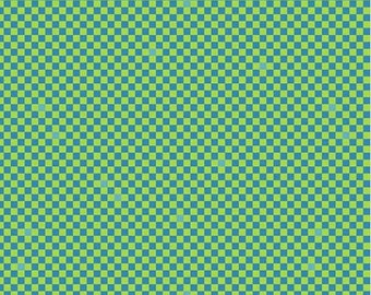 Wildside by Libs Elliott- Fast Times in Green with Cobalt and Scattered Gold Metallic Squares- Andover- A-8592-MG - 1/2 Yd cuts, 100% cotton