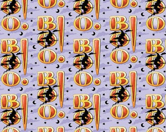 Boo! - Lilac || Moonlit Mischief from Mary Engelbreit of Free Spirit Fabrics, PWMY052.PURPLE, sold by the half yard
