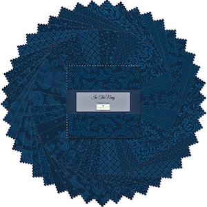In the Navy 5&quot; Squares charm pack by Wilmington Fabrics - 42 prints in stacker