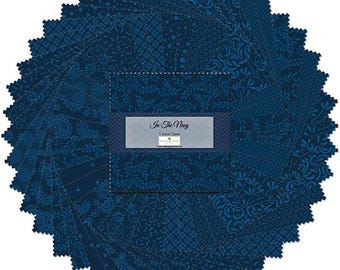 In the Navy 5" Squares charm pack by Wilmington Fabrics - 42 prints in stacker
