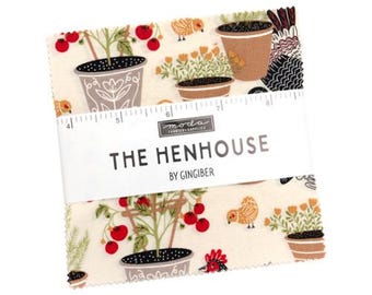 The Henhouse Charm Pack 48430PP by Gingiber, Moda Fabrics, Moda Precuts, 42 5-inch Squares Charm Pack