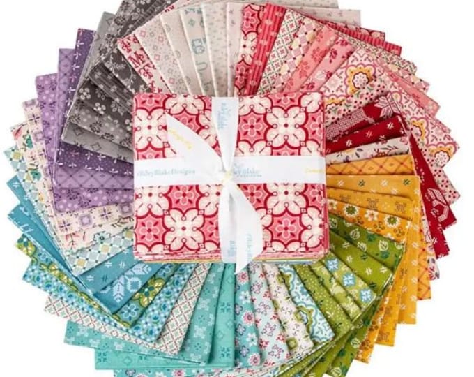 Featured listing image: PIECE and PLENTY Fat Quarter Bundle by Lori Holt - 48 fat quarter precut bundle - Riley Blake Designs - Factory Cut bundle