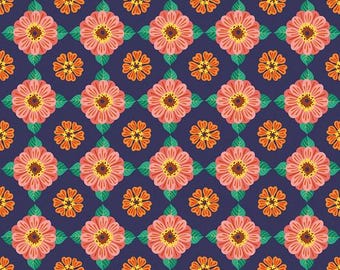 SM Zinnia - Multi - Flower Dance by Jane Sassaman for Free Spirit Fabrics, Cotton quilting fabric, 100% Quilters Cotton PWJS173.multi