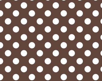 White Medium Dot on Brown background, a blender fabric from Riley Blake Designs,  sold by the Half Yard, C360-90 BROWN