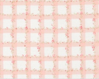 Abide Pink 18793 11, By Brenda Riddle Designs for Moda, sold by Half Yard, 100% Cotton, Floral Plaid, Gingham Checks, Plaids, Flowers Vines