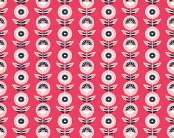 Golden Aster Medallion Dark Pink - Half Yard 100% quilters cotton - Minki Kim for Riley Blake Designs