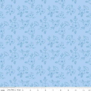 Golden Poppies Tonal Blue by Shealeen Louise for Riley Blake Designs, 1/2 yd, floral fabric - C11804-BLUE