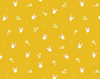 Easter Egg Hunt Bunnies Mustard by Natàlia Juan Abelló for Riley Blake Designs - Quilting Cotton Fabric - 1/2 Yard , C10273-MUSTARD