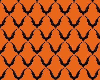 Scaredy Cat - Rachel Hauer - Bat Ric Rac - Orange - PWRH033.ORANGE - Sold by the Half Yard