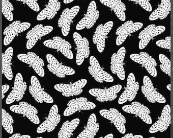 Black and White Butterflies Fabric, Riley Blake Spotted C10841 by Kate Blocker, Butterfly Quilt Fabric, 100% Cotton, sold by 1/2 yard