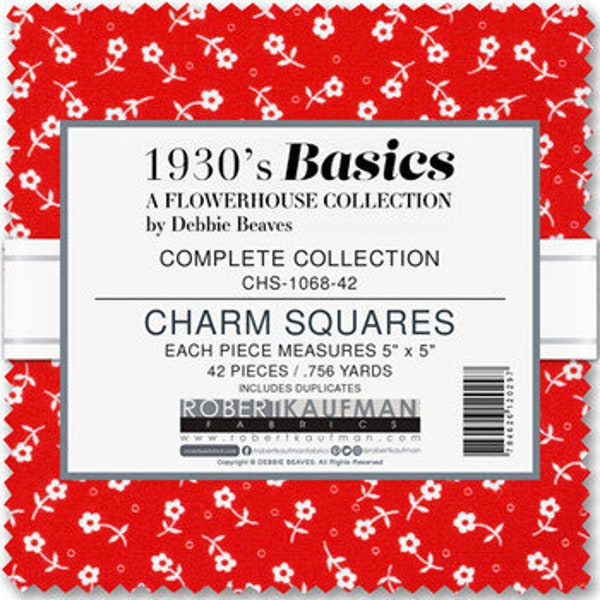 Flowerhouse: 1930's Basics by Debbie Beaves = Complete Collection by Robert Kaufman, 42 - 5" precut squares CHS-1068-42