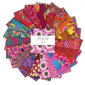 Bright Kaffe Fassett Collective August 2021, 5&quot; charm pack, Quilt Fabric, Free Spirit Fabric, Cotton Fabric, 42 Pc FB6CPGP.A2021BRIGHT
