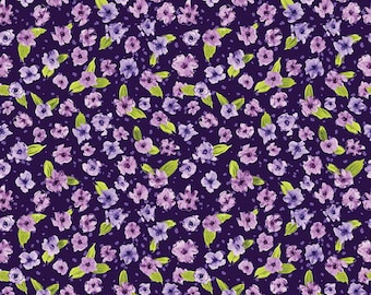 Plum Petals Small Flowers Purple by Diane Labombarbe for Riley Blake Designs, 100% cotton, sold by thr half yard,   C15642-PURPLE