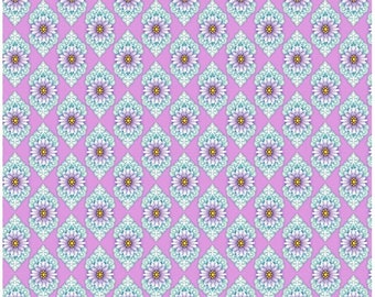 Beautiful Daisy - Lilac: Birds in Paradise by Catalina Estrada for FreeSpirit , 100% Cotton fabric, PWCE007.XLILAC, sold by half yard