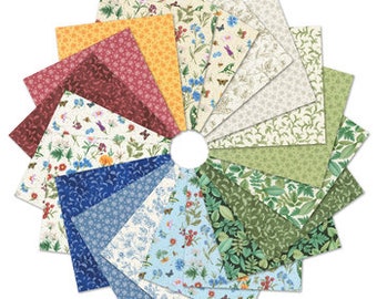 5" Charm Square, Flowerhouse: Botanical Garden by Debbie Beaves -  CHS-1201-42 42 pcs, includes duplicates / 0.756 yards